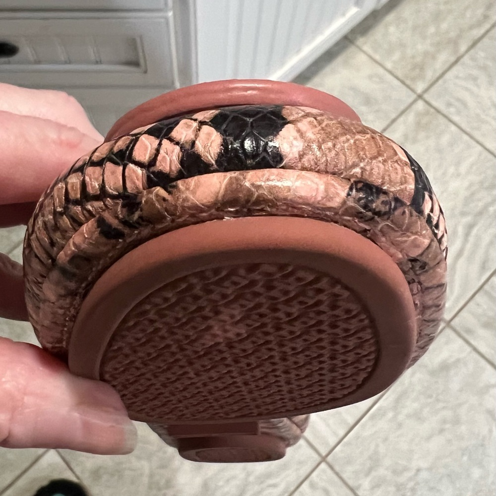 Tory Burch Minnie Travel Ballet Stamped Snake Printed Leather Blush Pink Size 6 - Picture 9 of 11